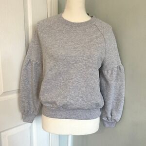 Aerie Heathered Gray Raglan Puff Sleeve Crewneck SweatShirt Size XS NWT Casual